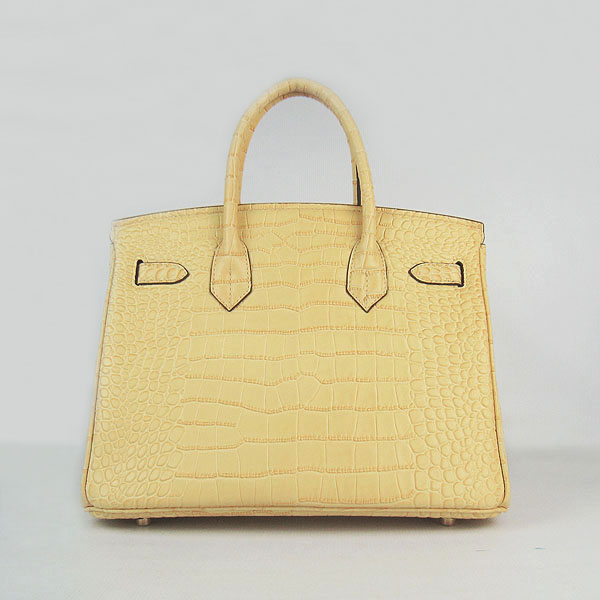 Replica Hermes Birkin 30CM Crocodile Veins Bag Yellow 6088 On Sale